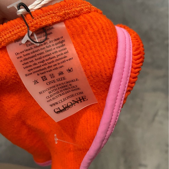 New! Cleonie sea kini color block crinkle fabric bandeau top red 4973 - Picture 11 of 13